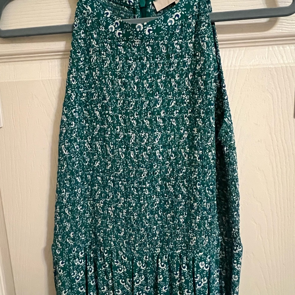 LOFT Teal Green Floral Maxi Skirt